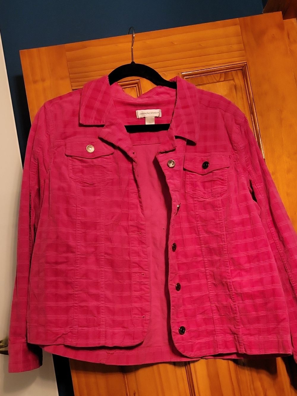Christopher & Banks Hot Pink Button-Front Jean Jacket